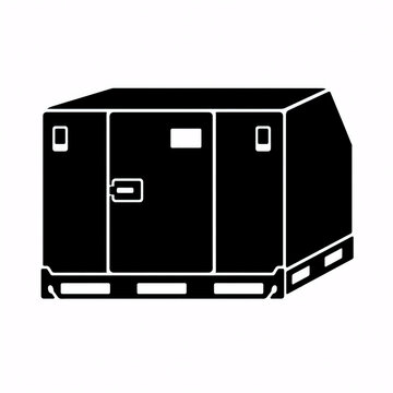 Silhouette of an Air Cargo Container ULD Isolated on White Background