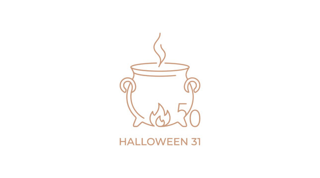 Halloween cauldron with fire and smoke