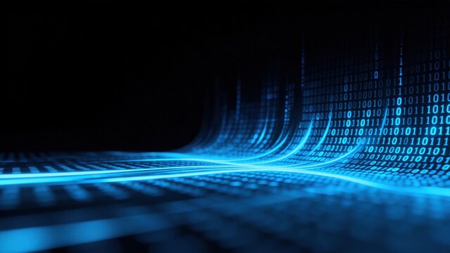 Abstract digital binary code wave
