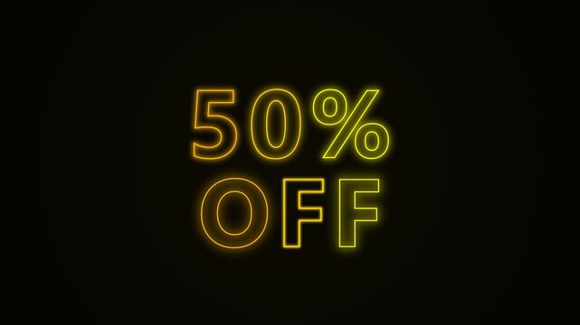 Black Friday 50% Off Yellow Neon Title - Flickering Cross Fade Retro Sale Loop