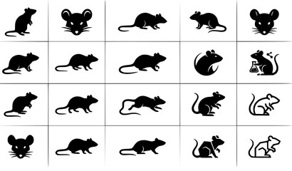 Obraz premium Modern rat logo and silhouette vector collection with rodent wildlife and pest icons