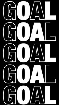 GOAL flashing word animation on black background loop