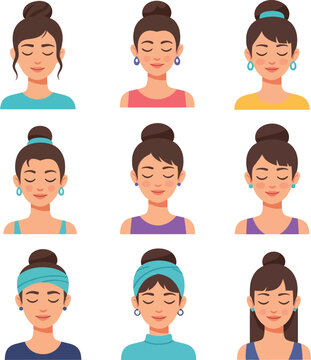 Close up illustration of a woman with closed eyes in meditation pose