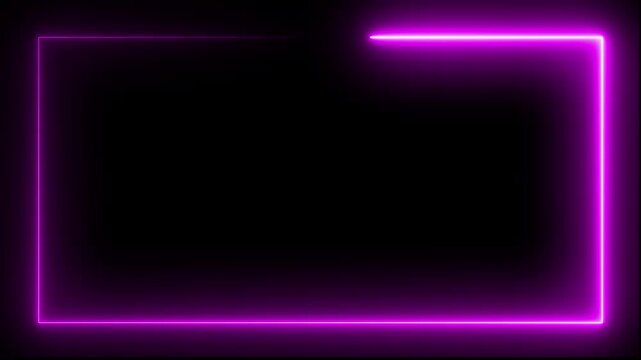 glowing neon blue color square rectangle picture frame icon animation, Abstract light neon frame on black background.
A glowing blue neon rectangle frame on a black background.