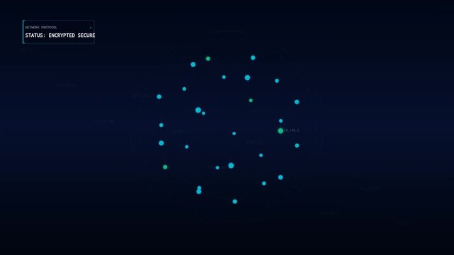 Decentralized Banking Blockchain Mesh and Secure Financial Network Node Animation