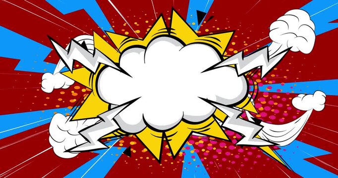 Cartoon background animation, comic book backdrop video. Retro comics pop art design.