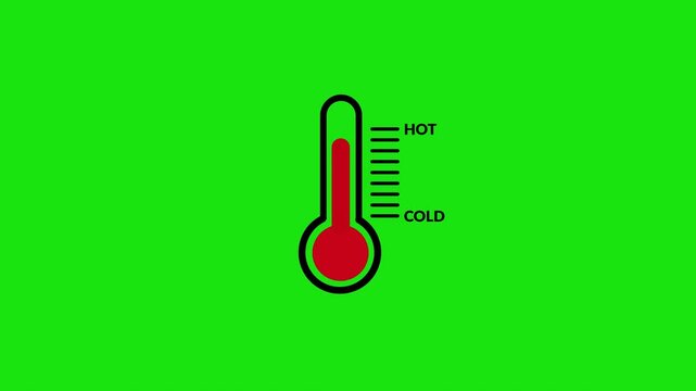 Animated thermometer icon on transparent background. Useful for temperature, weather, health, and climate related visuals  .Thermometer Temperature Increase Decrease Animation with Alpha Channel in 4K