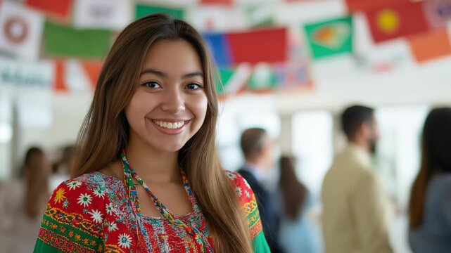 Smiling Woman at Multicultural International Festival