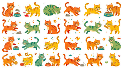 Cute Cat Collection: Playful Kittens and Adult Cats in Various Poses © ati