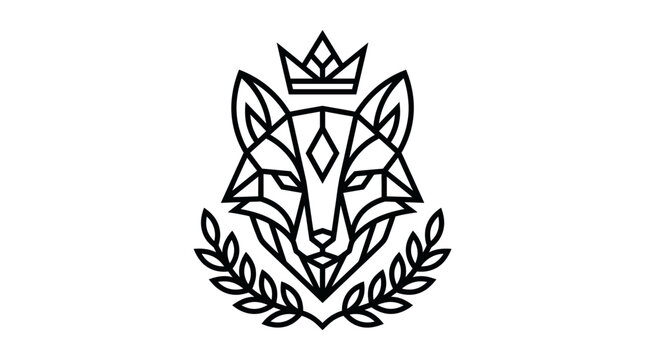 Black Line Art Wolf Logo.