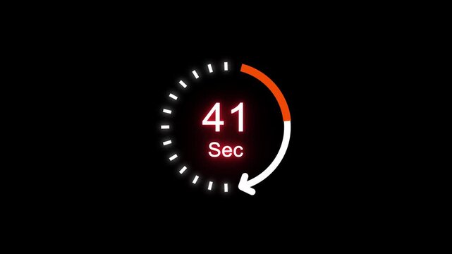 41 Sec clock icon animation. 41 Second animation on black background and creating a stunning 4k animation.