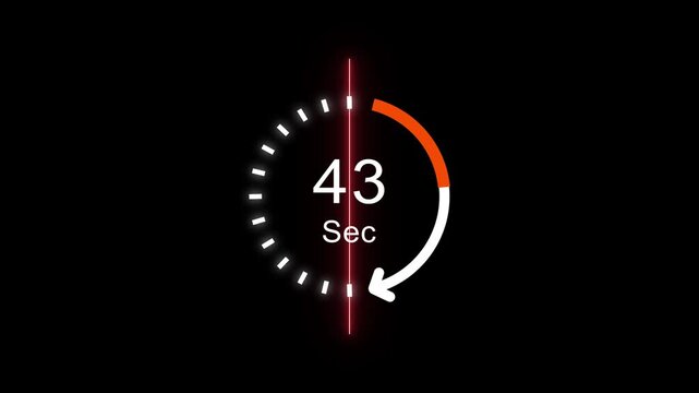 43 Sec clock icon animation. 43 Second animation on black background and creating a stunning 4k animation.