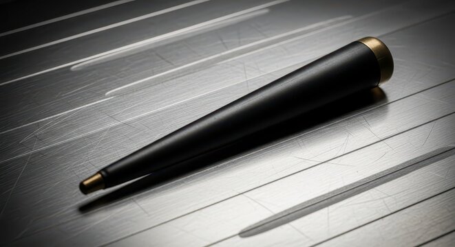 Black pool cue stick on table.