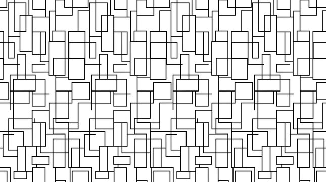 Minimalist Geometric Maze Pattern in Monochrome Line Art Style
