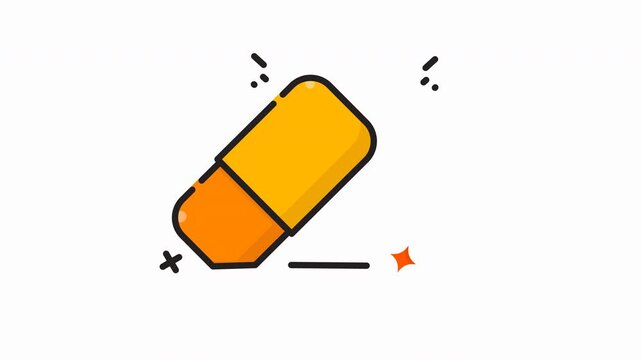 Yellow orange eraser ideal for school and office use. Rectangular shape, simple icon design. Suitable for stationery, education, and office concepts.