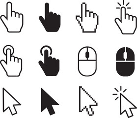 Fototapeta premium mouse cursor and hand click icons collection vector illustration