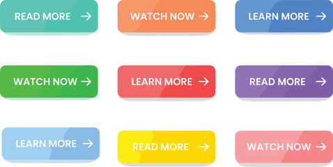Set of colorful modern web call to action buttons with text and arrow icons for website user interface © Yesrath Hasan Sobuj
