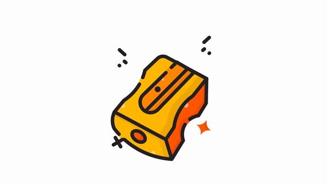 Yellow pencil sharpener cartoon icon suitable for educational designs, stationery products, art supplies branding, office tools graphics, and school illustrations.