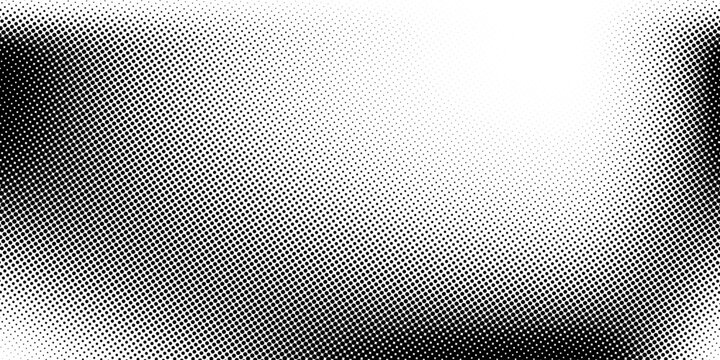 Grunge halftone gradient texture. Black dotted grain grit wallpaper. Pixel noise bitmap pattern background. Fading comic cartoon overlay. Rasterized pixelated anime or manga backdrop. Vector