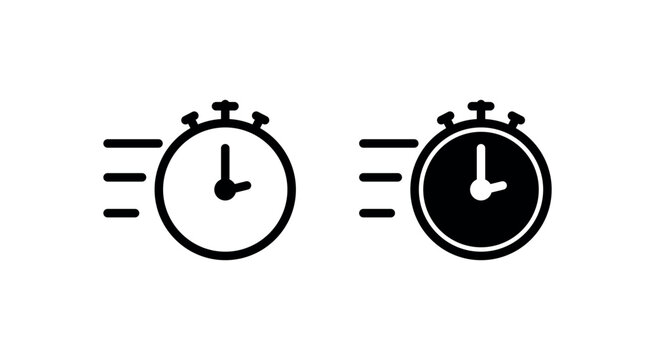 Fast Stopwatch Icon, Speed Timer Symbol, Minimal Clock Graphics