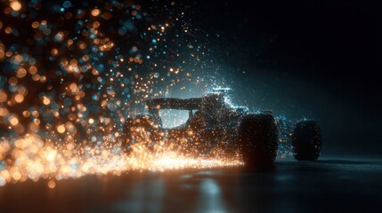 Obraz premium Abstract formula 1 race car with particle effect