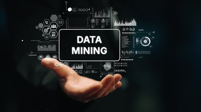 Digital Concept of Data Mining with Hand Gesture and Visualization of Analytical Elements in Background. Asymptotic smart data analytic.