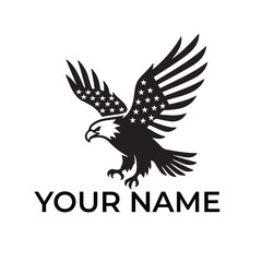 Fototapeta premium American eagle logo with stars and stripes wings