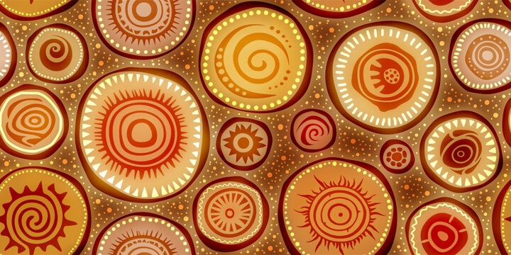 Seamless ethnic pattern, hand-drawn ethnic circles elements, vector print