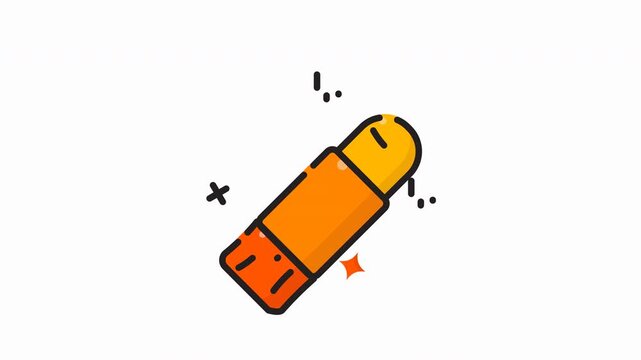 Orange glue stick for school and office use. Essential stationery tool for art projects and paper crafts. Adhesive in yellow packaging.