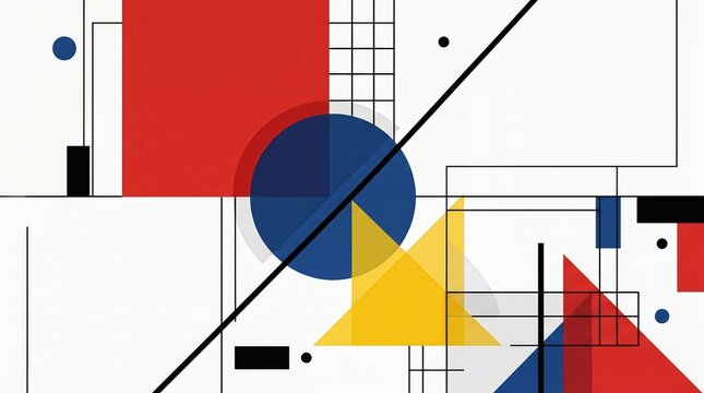 Geometric Abstract Art Red Blue Yellow Triangle Circle Line Modern Design
Category