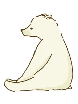 横を向いて座るシロクマのイラスト