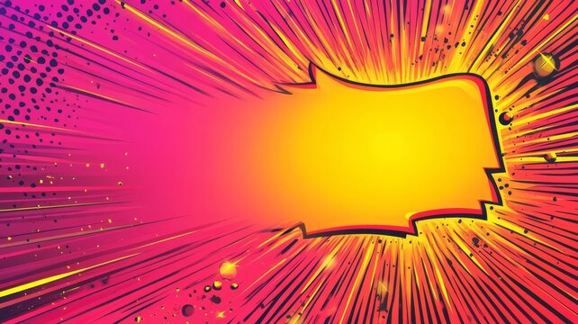 Vibrant comic book speech bubble with explosive radial speed lines for graphic design action backgrounds and pop art illustration projects.