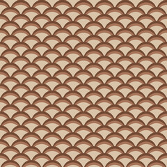Traditional oriental japanese lace seigaiha pattern on brown and cream tone seamless background. © เทรเวอร์ ทรี