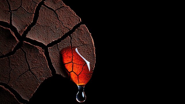 Dried earth with dripping liquid