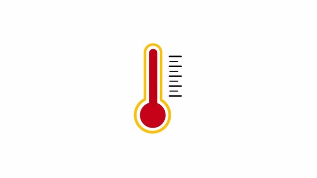 Animated thermometer icon on transparent background. Useful for temperature, weather, health, and climate related visuals  .Thermometer Temperature Increase Decrease Animation with Alpha Channel in 4K