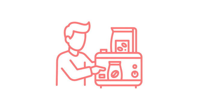 Man operating vending machine for snacks.