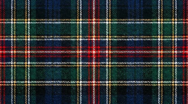 Traditional green and blue tartan plaid fabric texture
