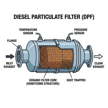 Diesel Particulate Filter Cross Section Diagram.