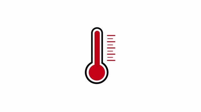 Animated thermometer icon on transparent background. Useful for temperature, weather, health, and climate related visuals  .Thermometer Temperature Increase Decrease Animation with Alpha Channel in 4K