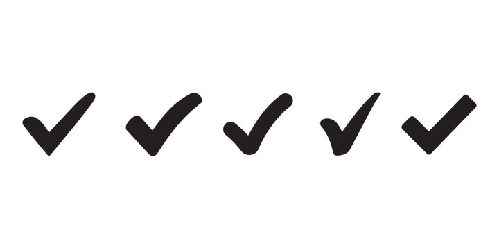 Collection of check mark icons set for task completion with checkmark verified approved selection collection validation complete accepted checkbox interface application isolated positive
