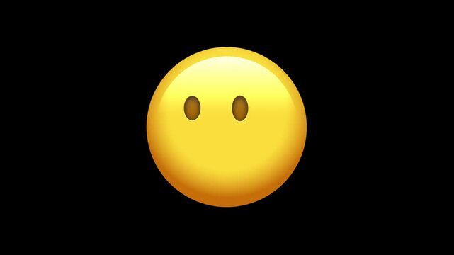 Animated speechless blank emoji face without mouth on alpha channel