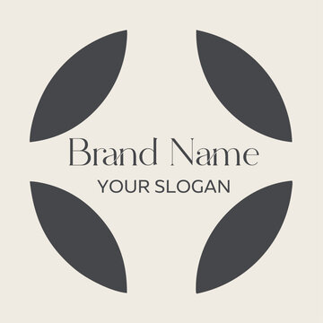 A clean and modern vector featuring four symmetrical black petal shapes forming a circle, perfect for organic brands, boutiques, or creative agencies.