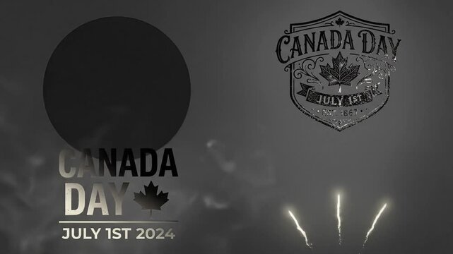 Animated Canada Day Motion Graphic With Maple Leaf Emblem and Smoke