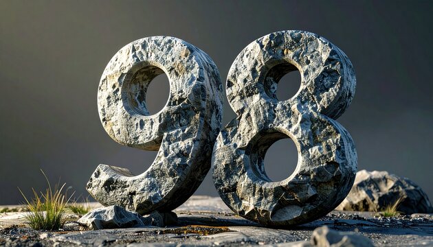 Large stone number ninety eight outdoors.