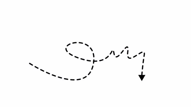 Hand Drawn Doodle Arrow Down Loopable Animation - Dotted Arrow Moving Alpha Channel 4K