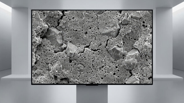 Microscopic view of terracotta cross section showing texture and structure in detail