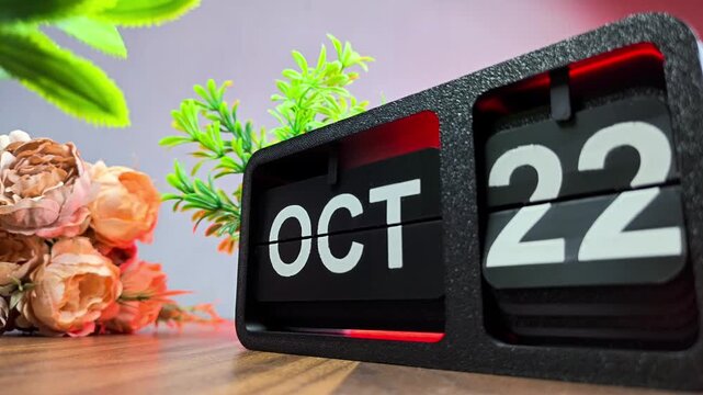 Retro flip calendar changing date from october 21 to october 22. International Stuttering Awareness Day