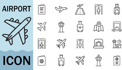 Airport icon set for travel and transportation themes © Creative Icon Store 