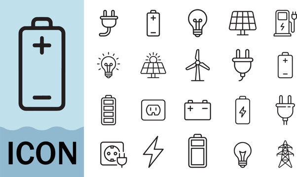 Energy icons collection for sustainable power generation