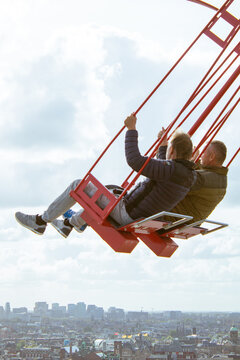 Amsterdam and roterdam in netherlands erasmus bridge skyscrappers and swing from high